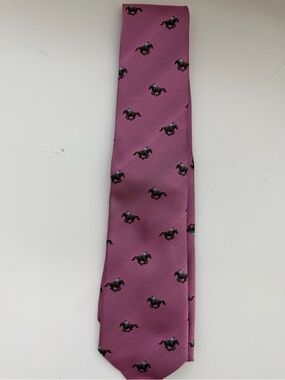 New Robert Jensen 100% Silk Horse Derby Tie Pink